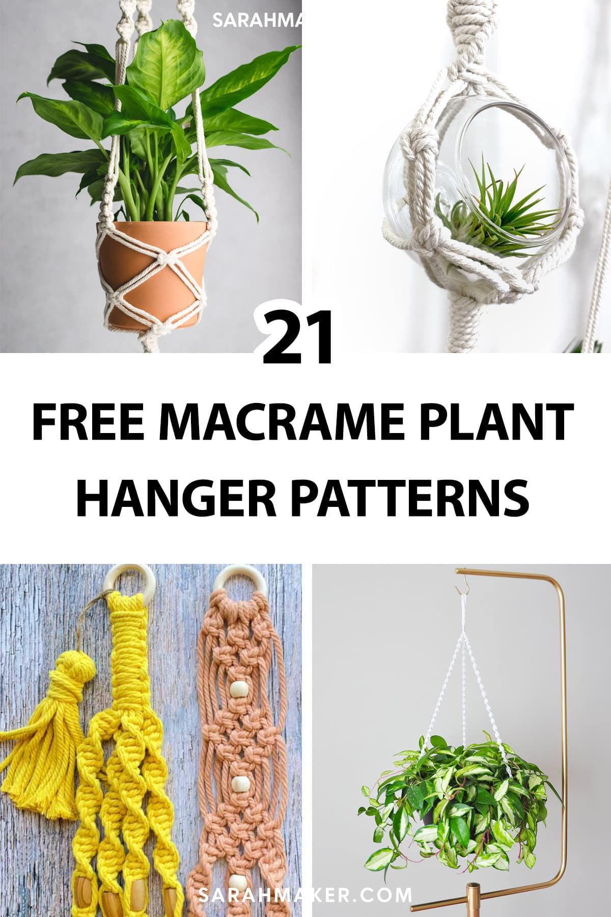 21 Free Macrame Plant Hanger Patterns - Sarah Maker with Printable Free Macrame Plant Hanger Pattern