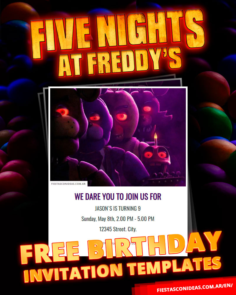 22 Free Five Nights At Freddys (Fnaf) Invitations Templates For with Five Nights At Freddy&amp;#039;S Birthday Invitations Printable Free