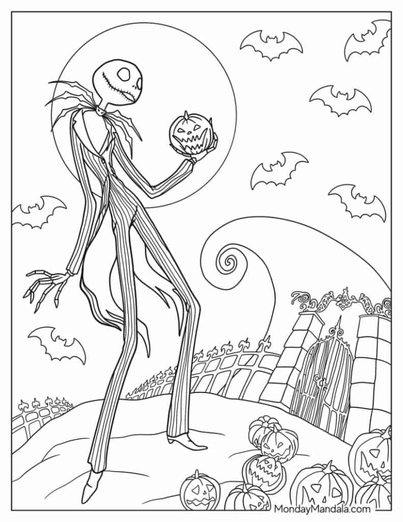 22 Nightmare Before Christmas Coloring Pages (Free Pdfs) regarding Jack Skellington Printable Images