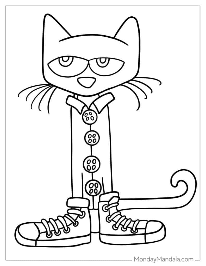 22 Pete The Cat Coloring Pages (Free Pdf Printables) intended for Pete The Cat And His Four Groovy Buttons Free Printables