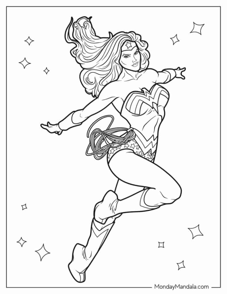 24 Wonder Woman Coloring Pages (Free Pdf Printables) within Wonder Woman Free Printables