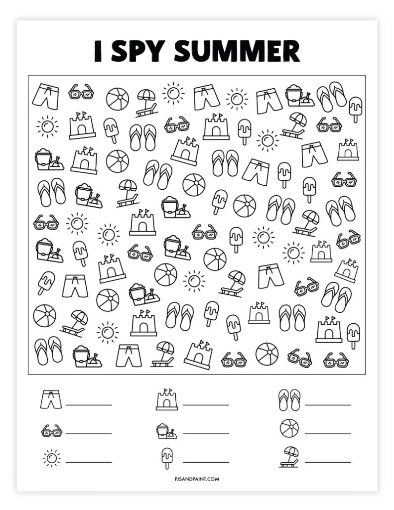 28 Free Printable I Spy Games - Pjs And Paint with I Spy Summer Printable