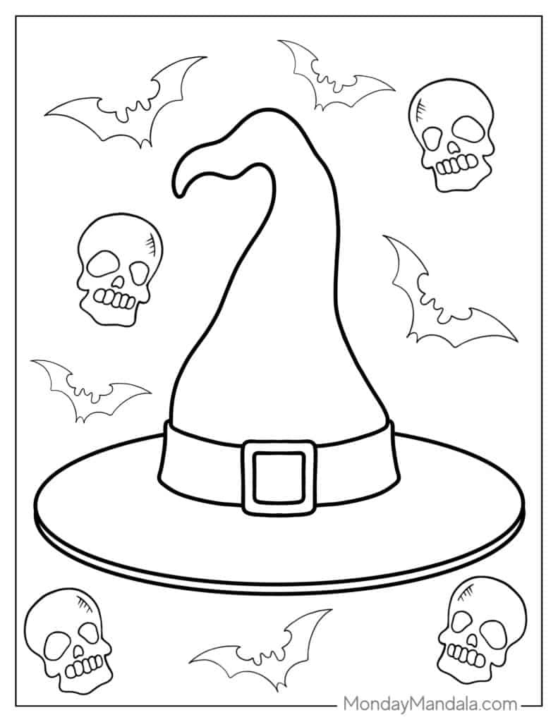 28 Witch Coloring Pages (Free Pdf Printables) pertaining to Free Printable Witches Hat