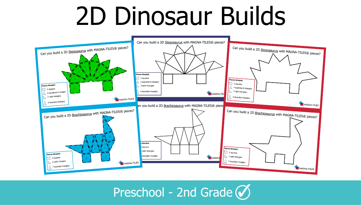 2D Dinosaur Builds - Magna-Tiles® in Free Magna Tile Printables