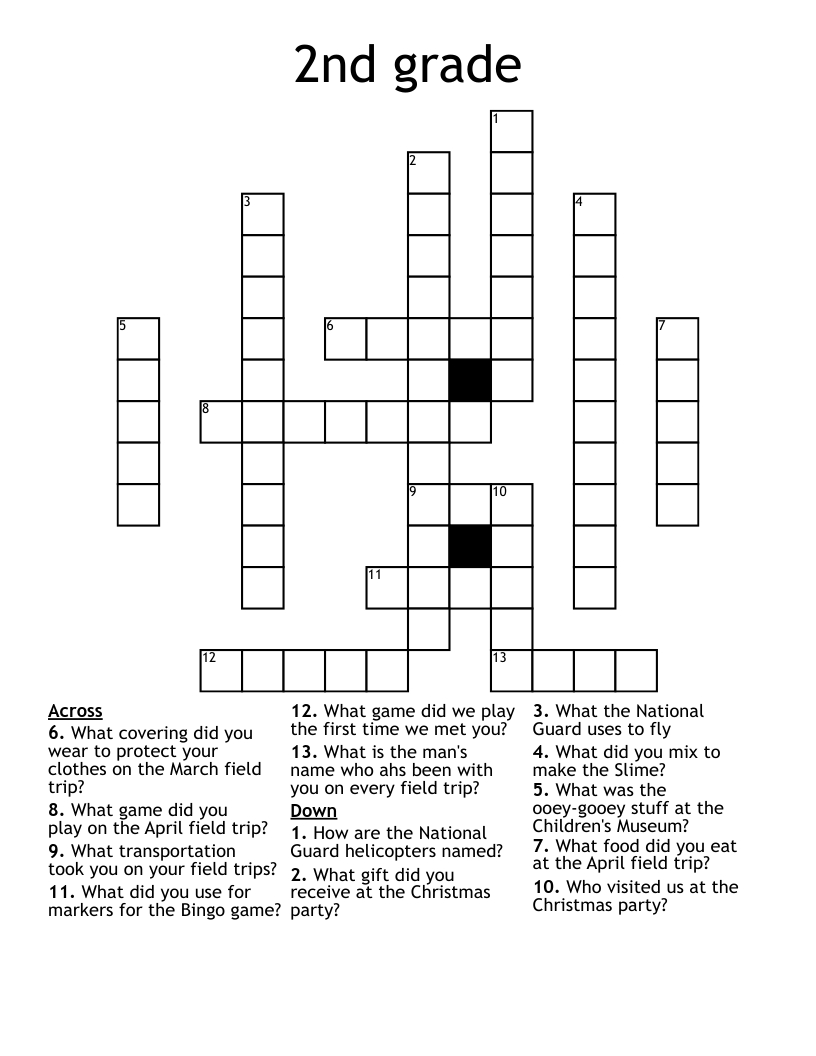 2Nd Grade Crossword - Wordmint inside Printable Crossword Puzzles For 2nd Graders