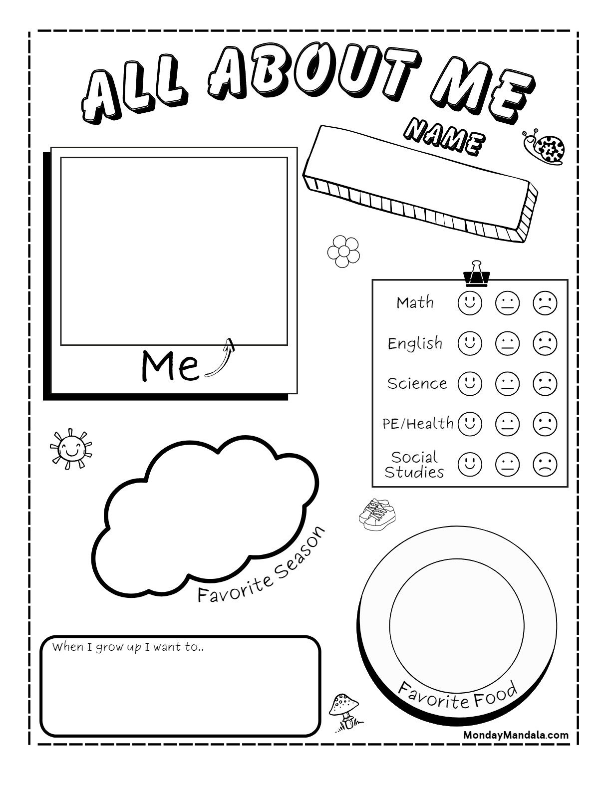 30 All About Me Worksheets (Free Pdf Printables) within Math About Me Free Printable