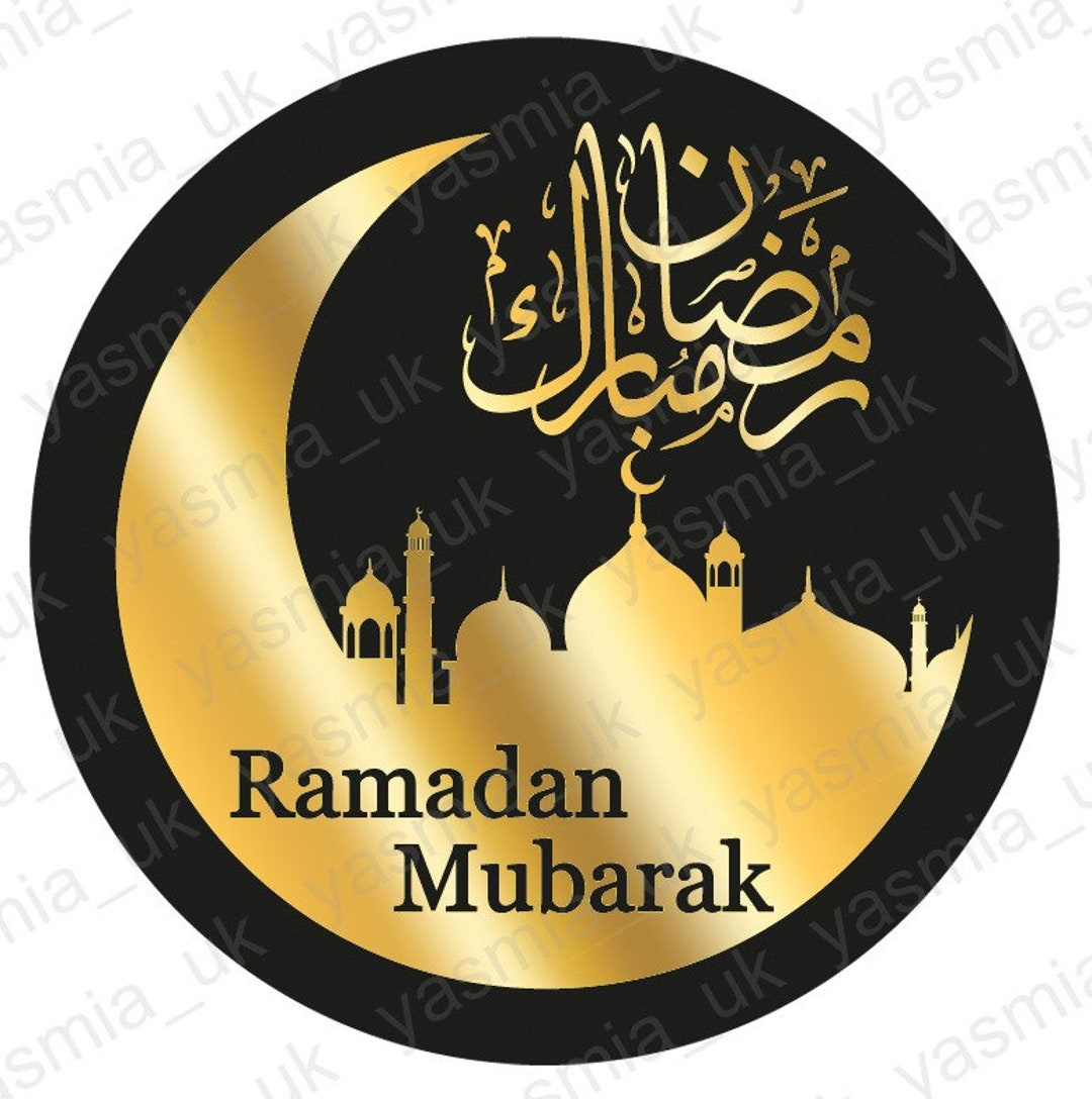 35 Ramadan Mubarak Aufkleber Gold Schwarz Glänzendes Papier Große Qualität  Professionell Gedruckt Masjid Silhouette - Etsy.de for Ramadan Mubarak Printable Stickers