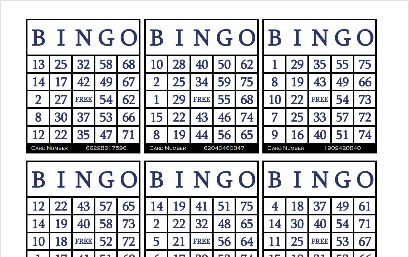 3600 Druckbare Bingokarten, 6 Pro Seite, Groß, Aktivitäten Für with regard to Bingo Cards 1-75