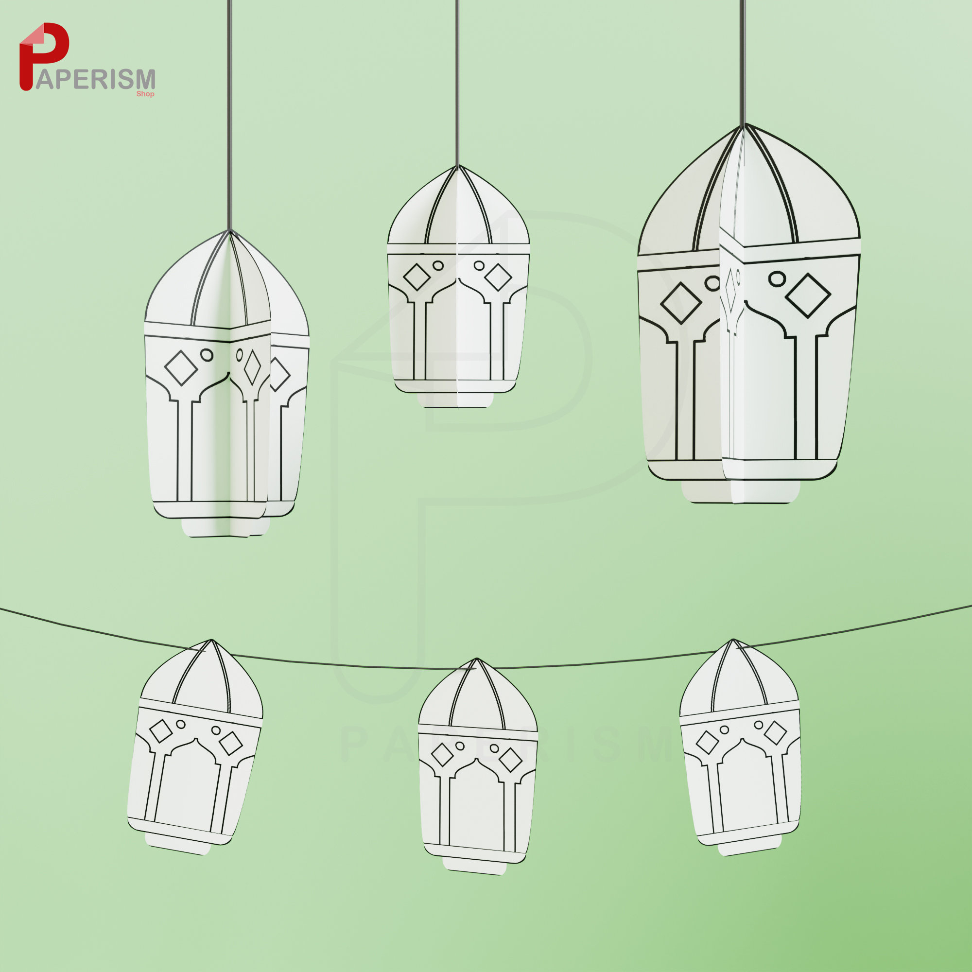 3D Lantern Coloring Papercraft, Printable Ramadan Crafts For Kids throughout Ramadan Lantern Craft Printable