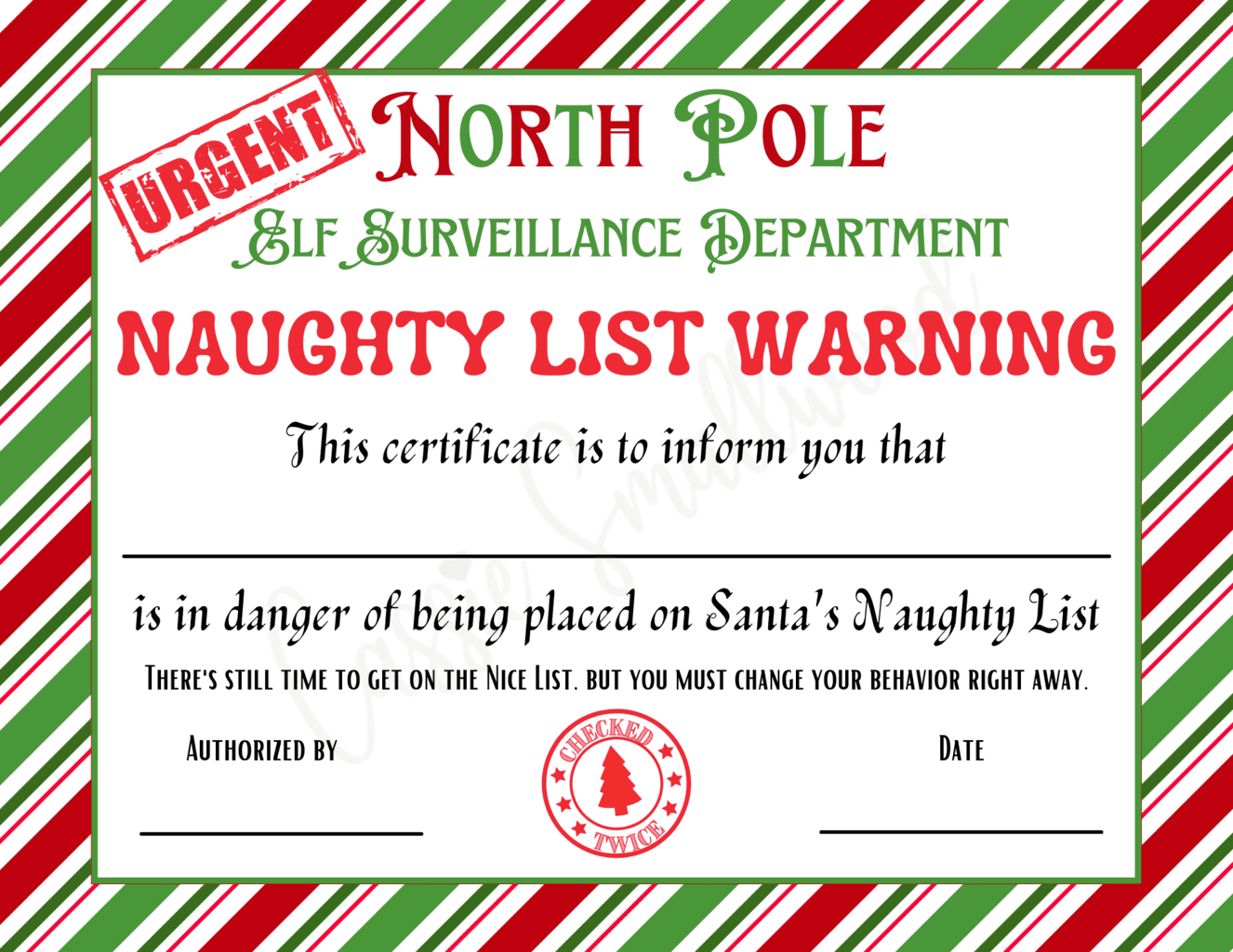 4 Cute Naughty List Letters From Santa - Cassie Smallwood pertaining to Warning Letter From Santa Free Printable