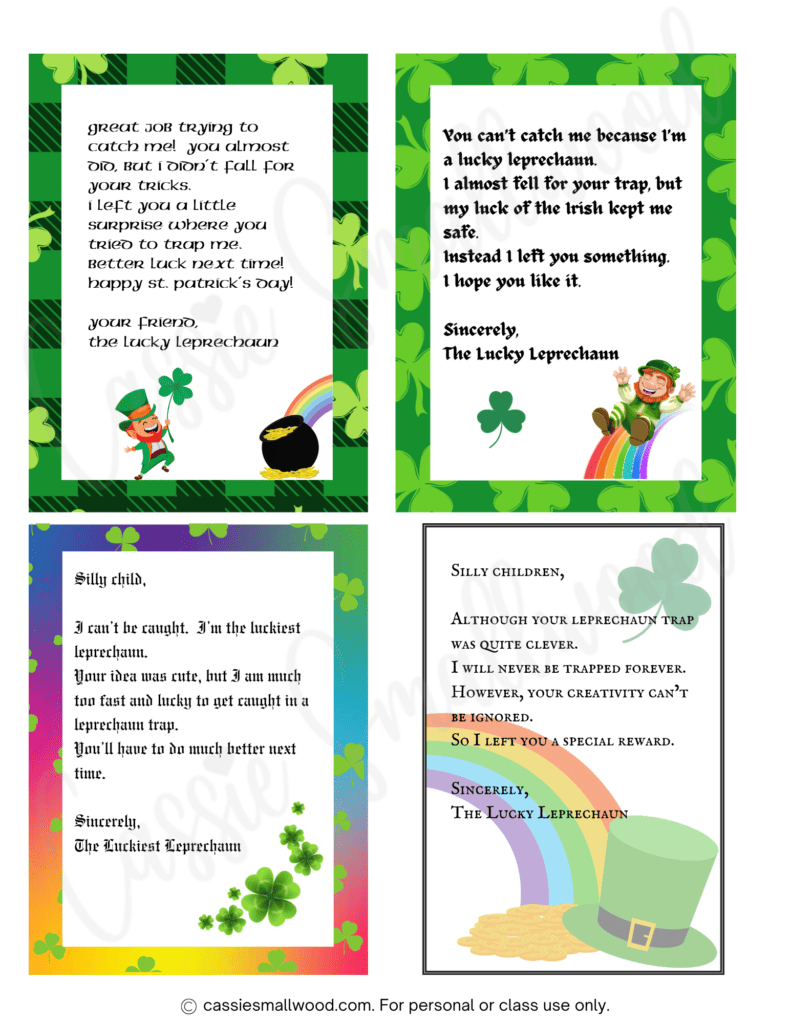 4 Funny Free Printable Leprechaun Letters And Notes - Cassie Smallwood inside Free Printable Leprechaun Trap Notes