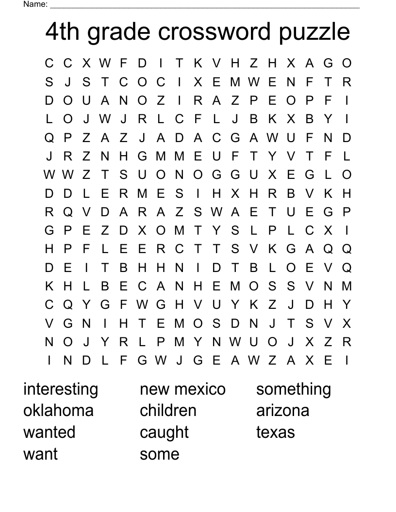 4Th Grade Crossword Puzzle Word Search - Wordmint for Crossword Puzzles For 4th Graders Printable