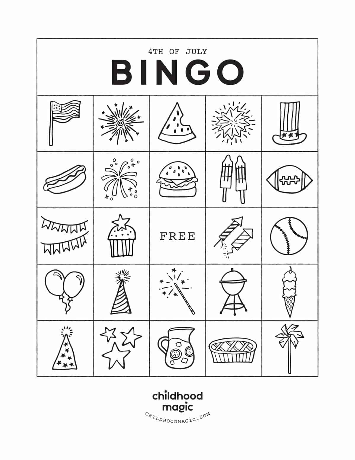 4Th Of July Bingo - Childhood Magic with 4th of July Bingo Cards Printable Free