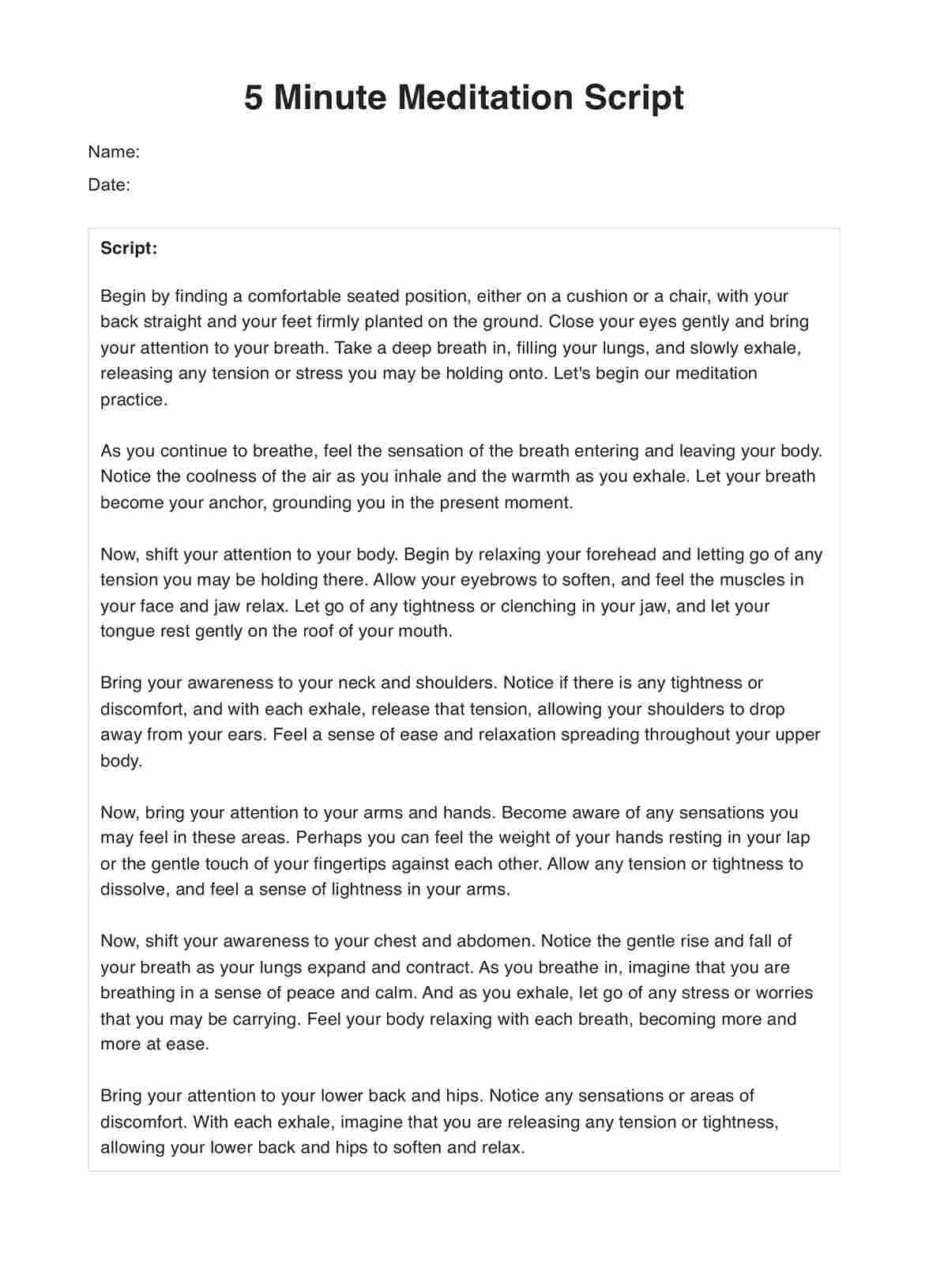 5-Minute Guided Meditation Script &amp;amp; Example | Free Pdf Download throughout Free Printable Skits For Seniors