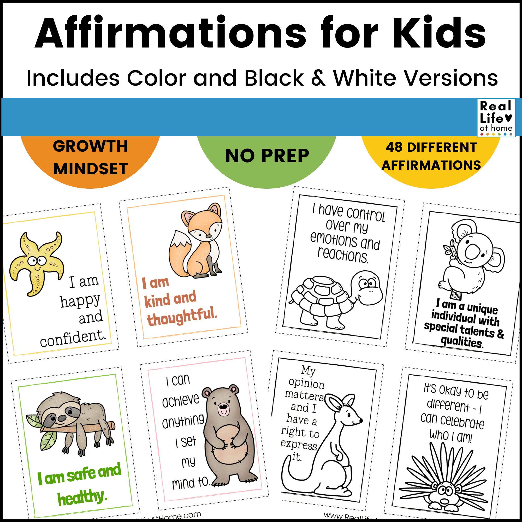 50 Positive Affirmations For Kids (Printable Affirmation Cards) with Free Printable Affirmation Cards For Students