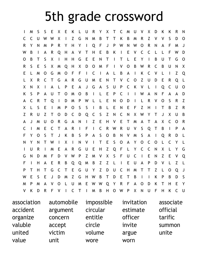 5Th Grade Crossword Word Search - Wordmint with regard to Printable Crossword Puzzles For 5Th Graders