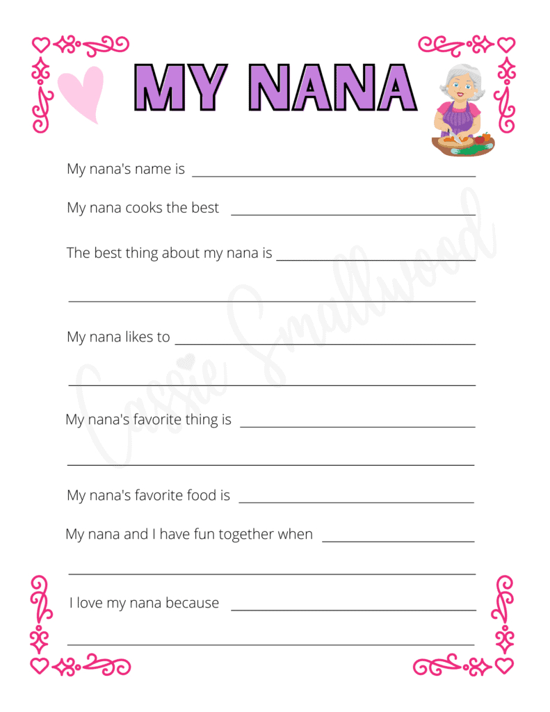 6 Cute Mother&amp;#039;S Day Questionnaires (Free Printables) - Cassie with All About My Nana Free Printable