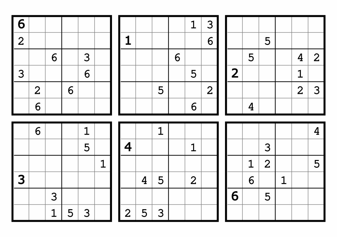 6 X 6 Sudoku - 7 Free Pdf Printables | Printablee with regard to Free Printable Sudoku 6 Per Page