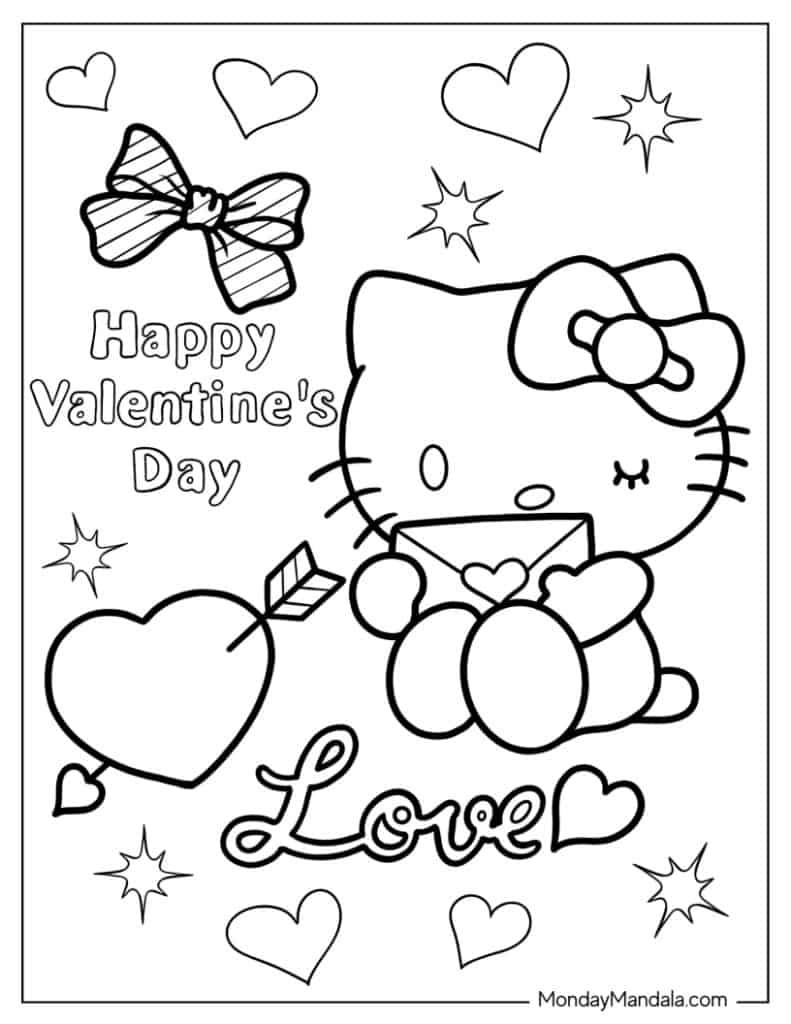 68 Hello Kitty Coloring Pages (Free Pdf Printables) for Hello Kitty Valentines Printable