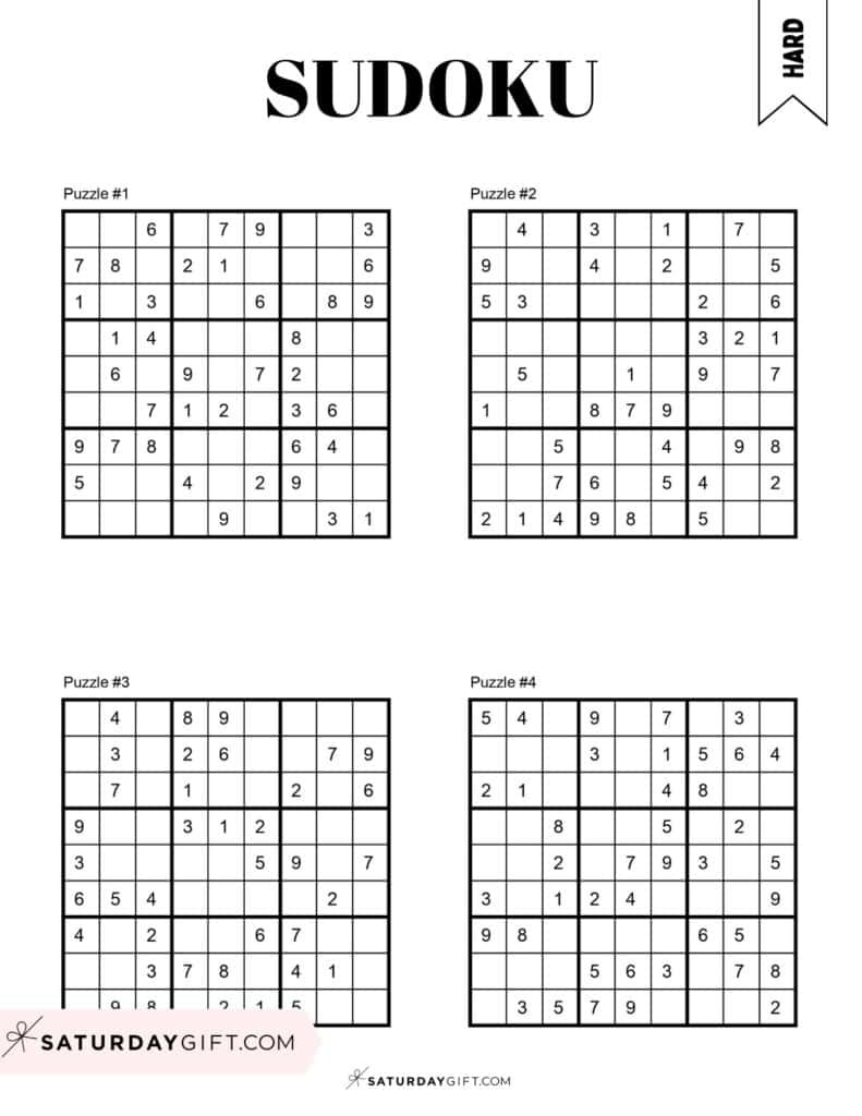 72 Free Printable Sudoku Puzzles | Saturdaygift inside Free Printable Sudoku Puzzles