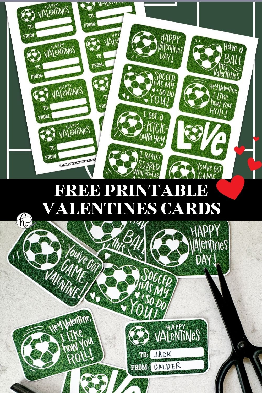 8 Soccer Valentines Day Cards Free Printable - Hand Lettered regarding Free Printable Sports Valentines