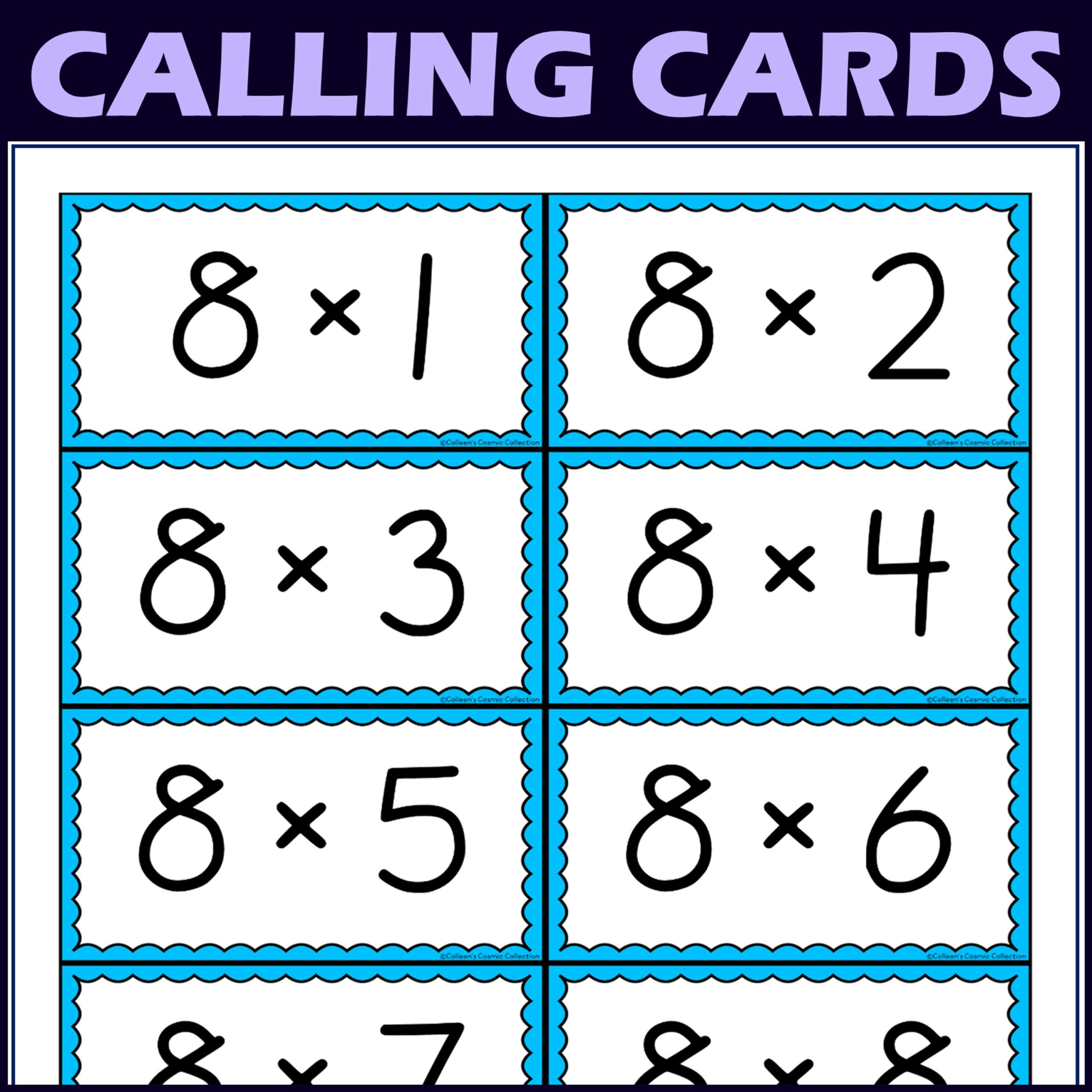 8 Times Table Activity – Multiplication Facts Bingo Game • Teacha! within Printable Multiplication Bingo Calling Cards