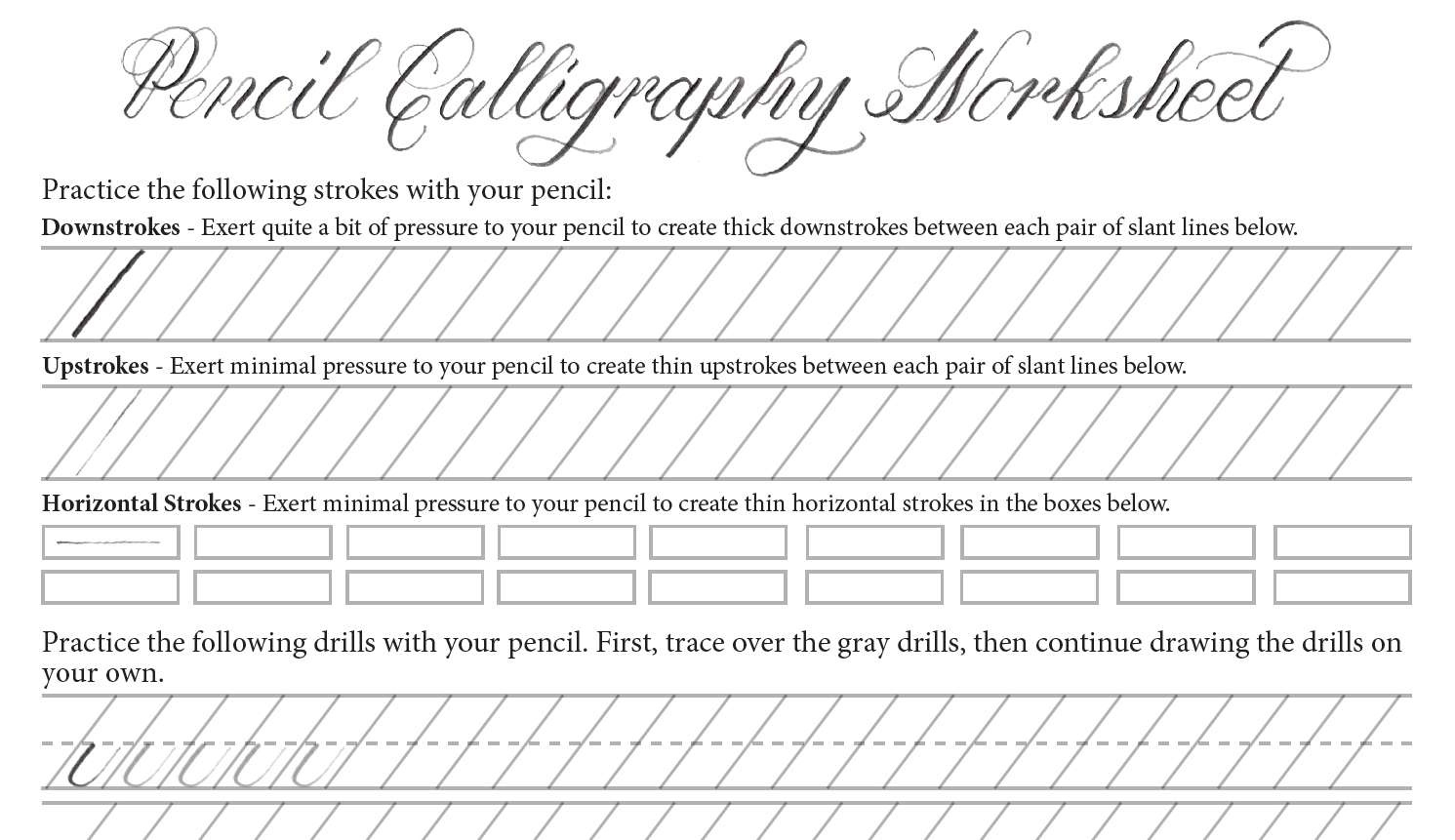 9 Free Calligraphy Practice Sheets with Free Printable Worksheets For Calligraphy
