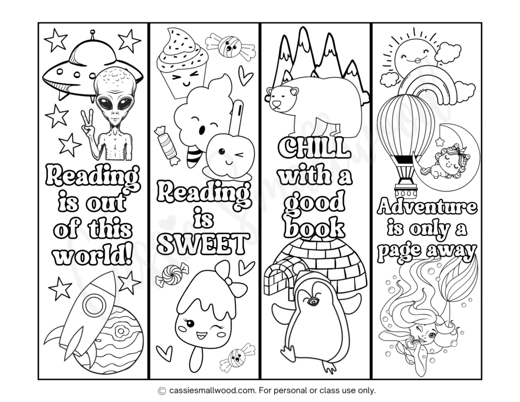 92 Cute Free Printable Bookmarks - Cassie Smallwood intended for Free Printable Coloring Bookmarks