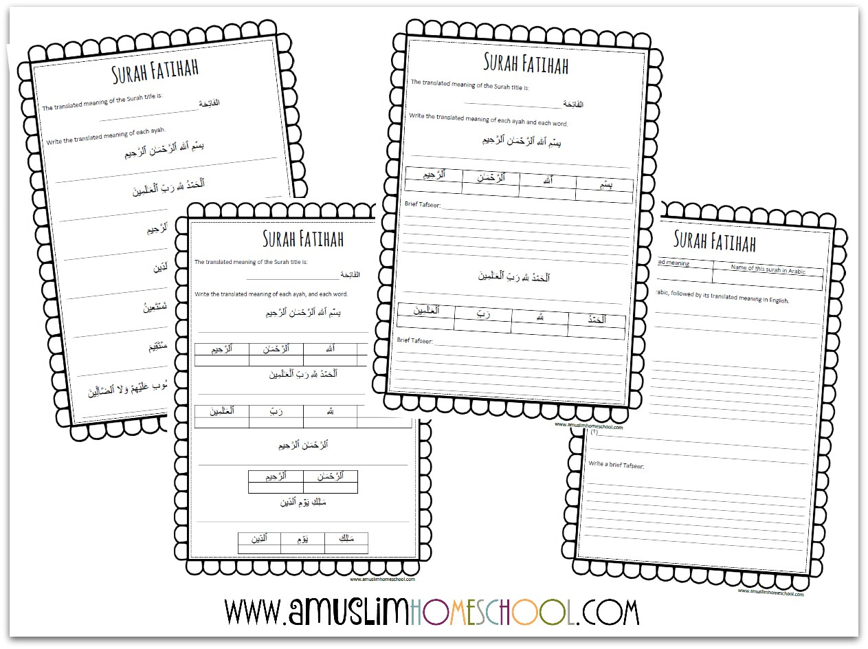 A Muslim Homeschool: Learning Surah Fatihah.and Free Printable regarding Printable Surah Fatiha Worksheet