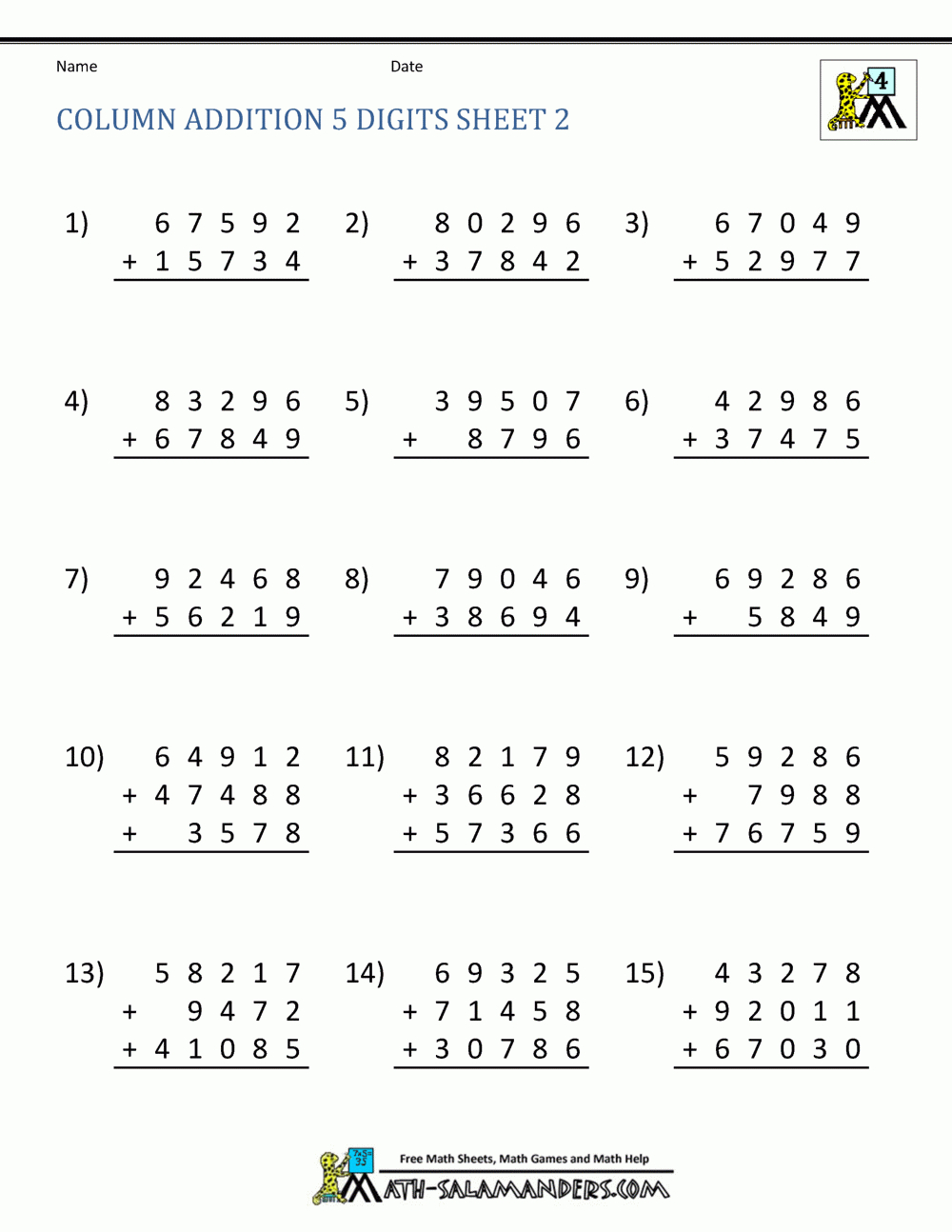 Addition Regrouping Worksheet 4Th Grade in Easy Column Addition Worksheet