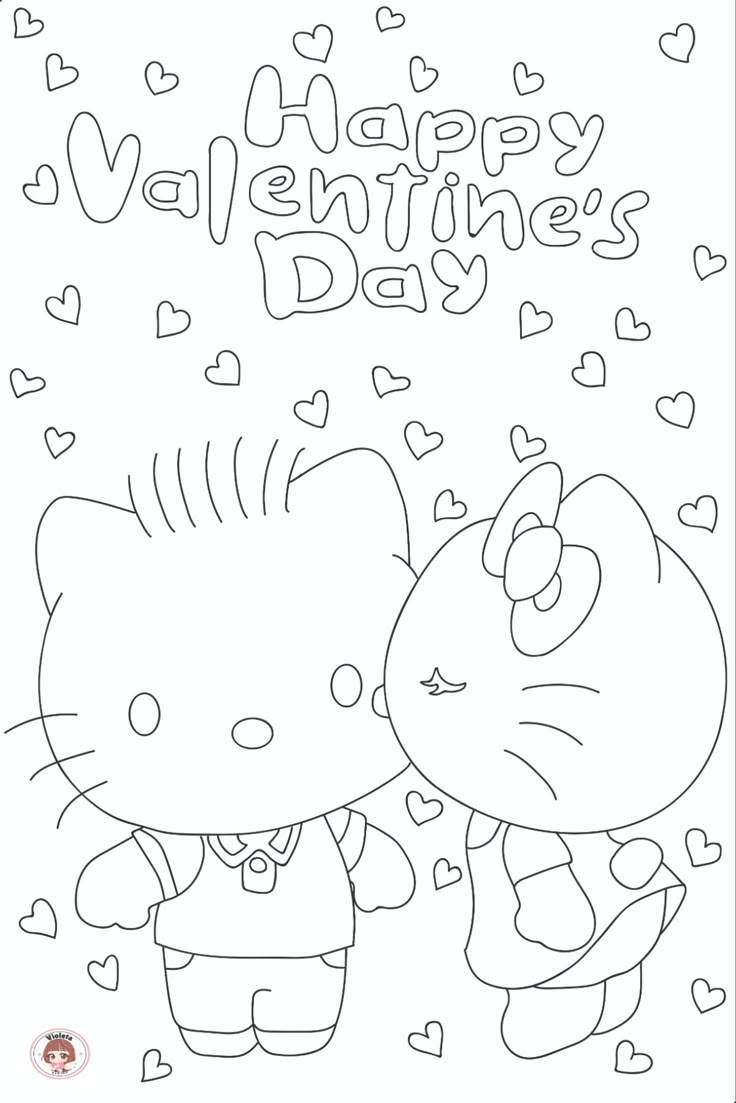 Adorable Hello Kitty Happy Valentine&amp;#039;S Day Coloring Page - Free with regard to Hello Kitty Valentines Printable