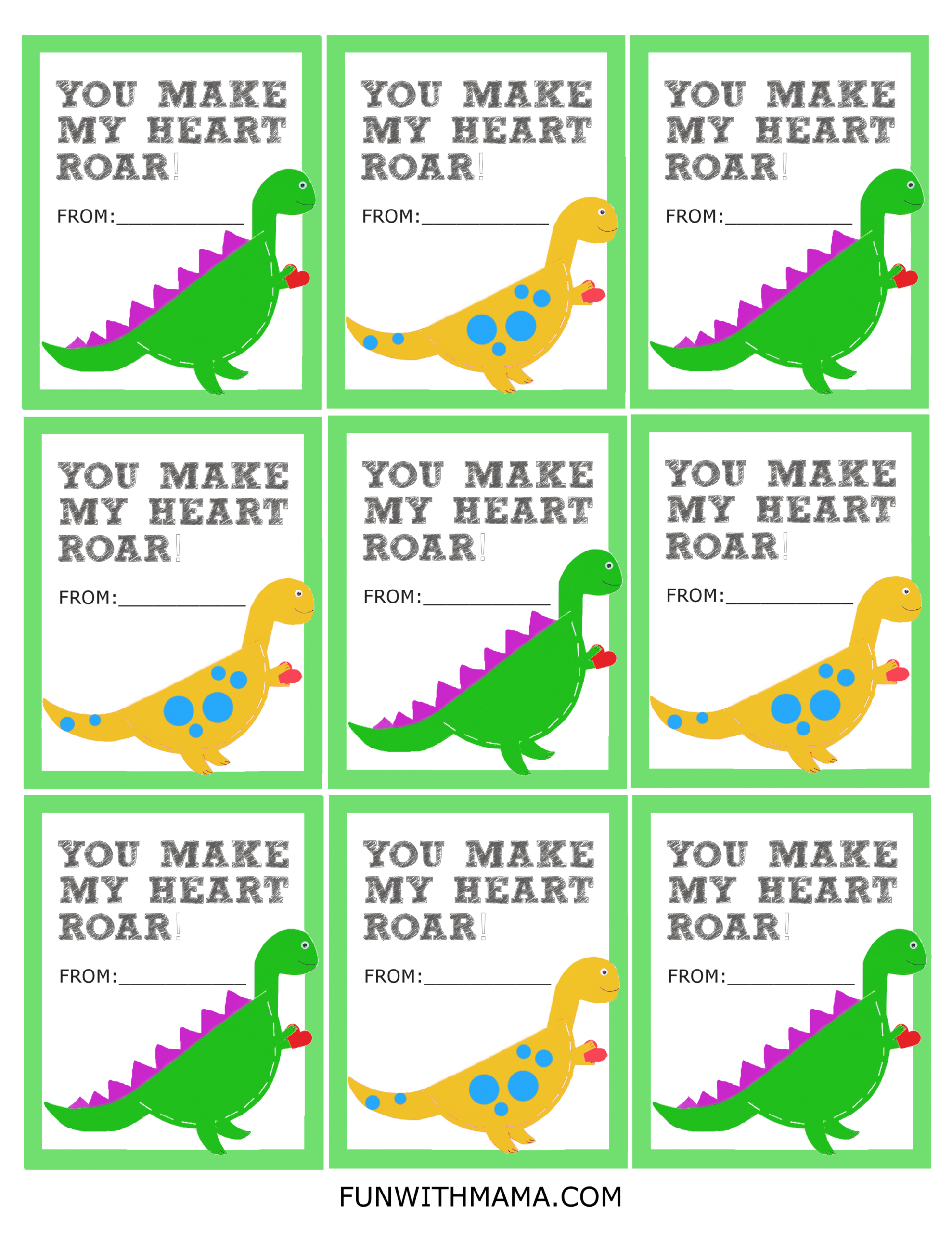 Adorable Printable Dinosaur Valentine Cards - Fun With Mama pertaining to Free Printable Dinosaur Valentines Cards