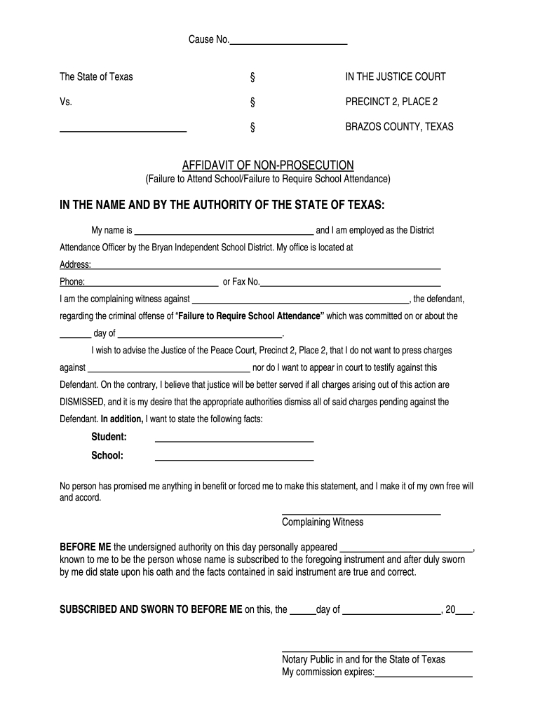 Affidavit Of Non Prosecution Texas Pdf - Fill Online, Printable intended for Printable Free Affidavit Of Non Prosecution Form Texas