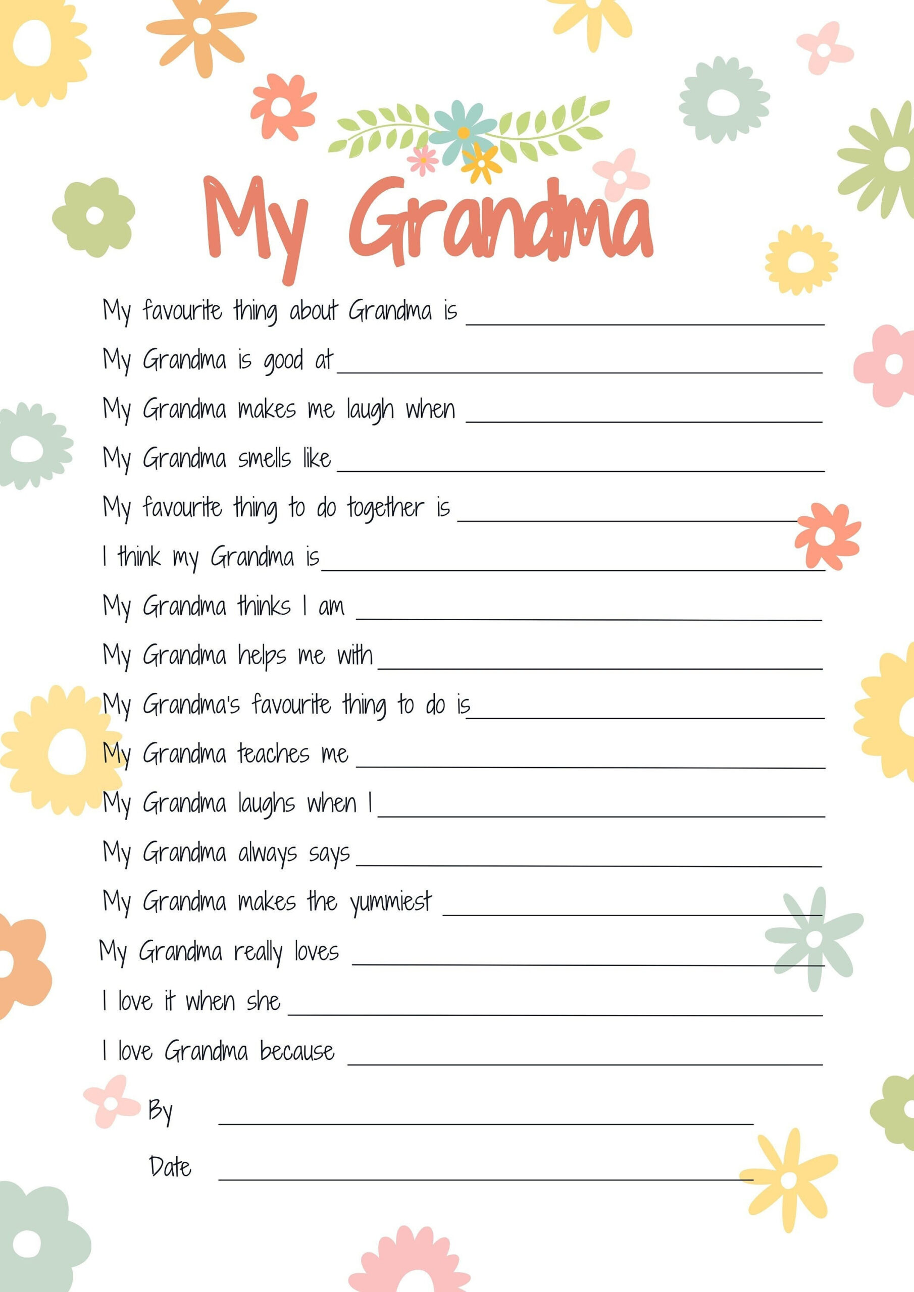All About My Grandma Printable Mothers Day Gift Idea ~ About My throughout All About My Grandma Printable Free