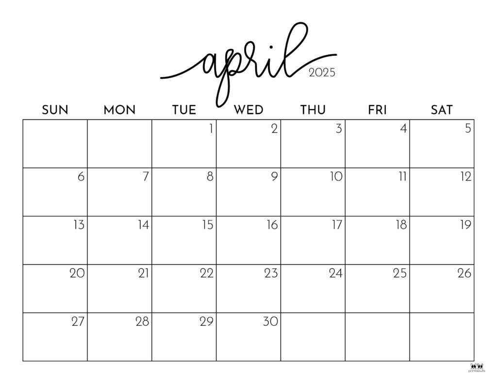 April 2025 Calendars - 107 Free Printables | Printabulls for Free Printable April 2025 Calendar