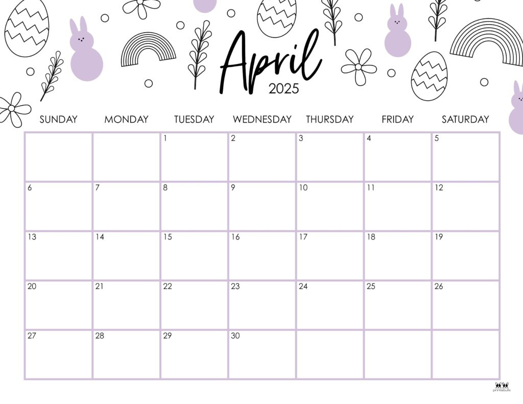 April 2025 Calendars - 107 Free Printables | Printabulls throughout Free Printable April 2025 Calendar