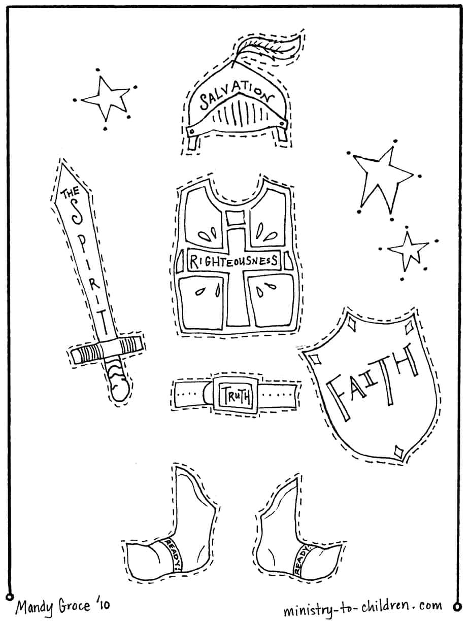 Armor Of God Coloring Pages for Printable Breastplate Of Righteousness Craft