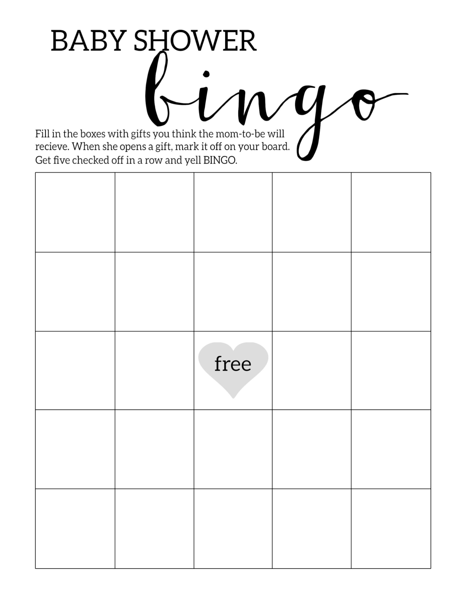 Baby Shower Bingo Printable Cards Template - Paper Trail Design with Blank Baby Bingo Cards to Print