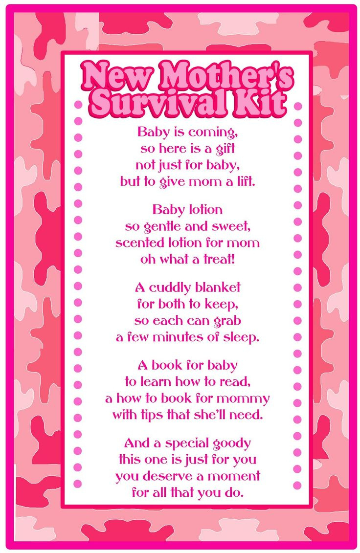 Baby Shower Gift- Survival Kit for Mommy Survival Kit Printable