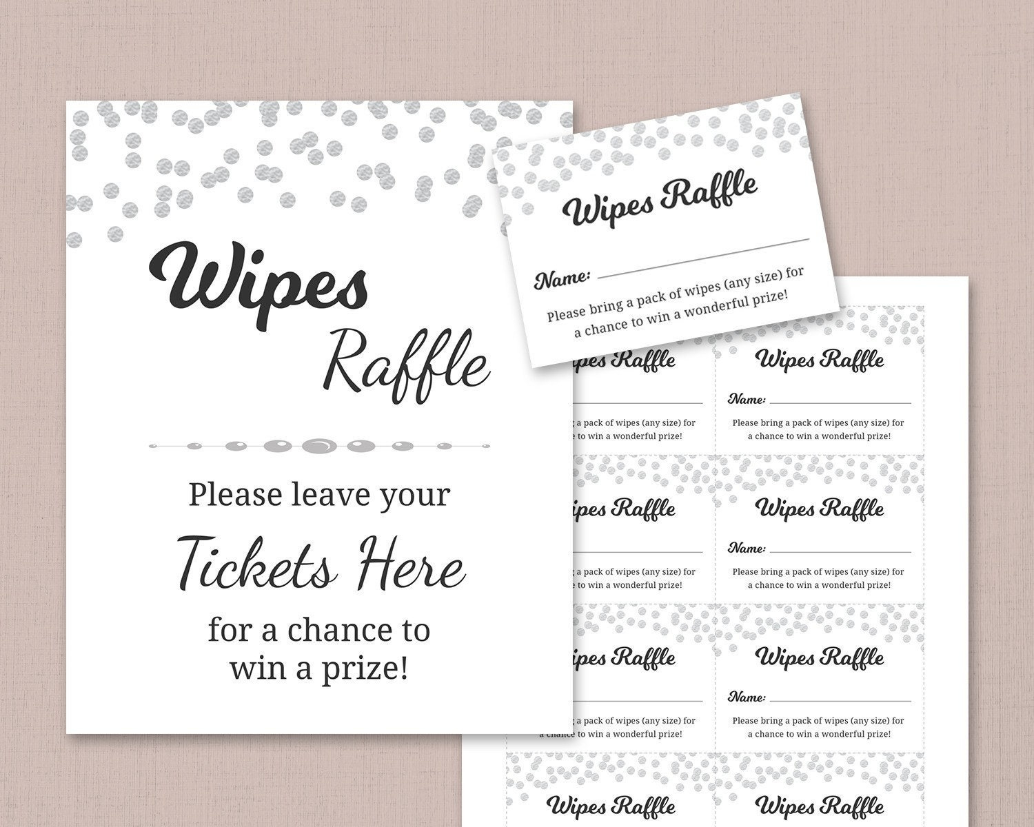 Baby Wipes Raffle Card &amp;amp; Tickets, Diaper Raffle Sign Printable within Free Printable Diaper and Wipe Raffle Tickets