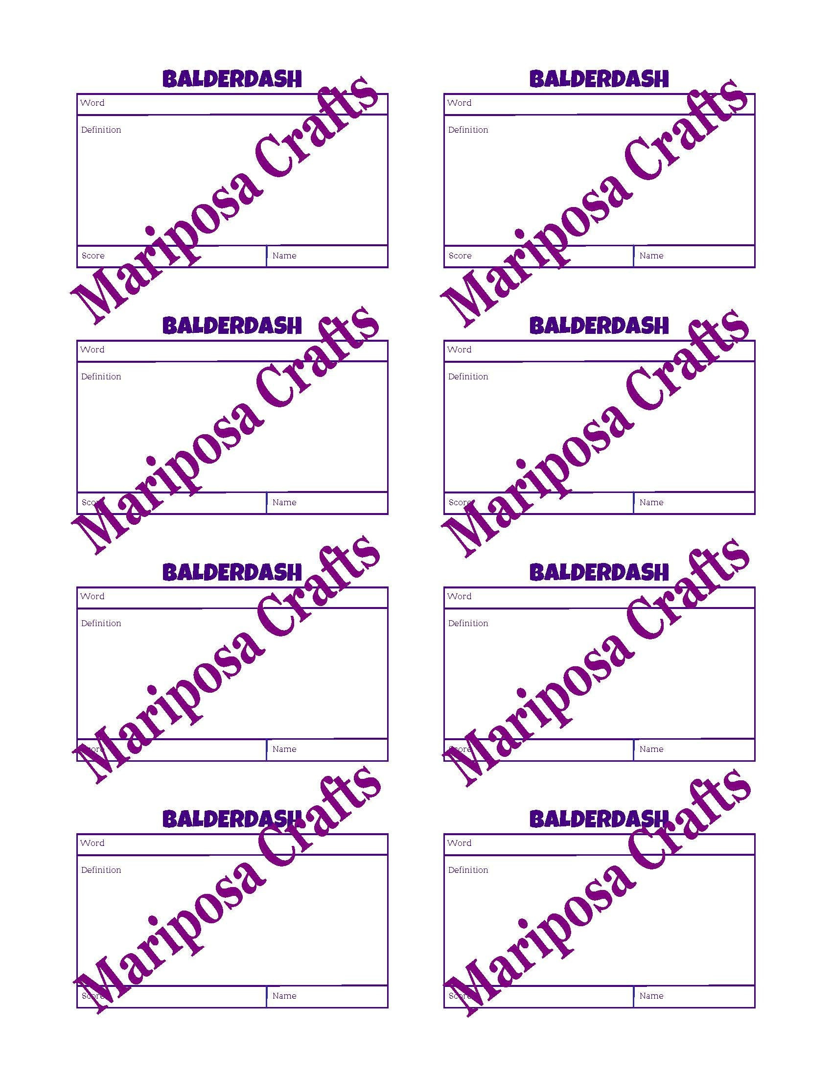 Balderdash - Extra Score/Word Cards throughout Free Printable Balderdash Sheets