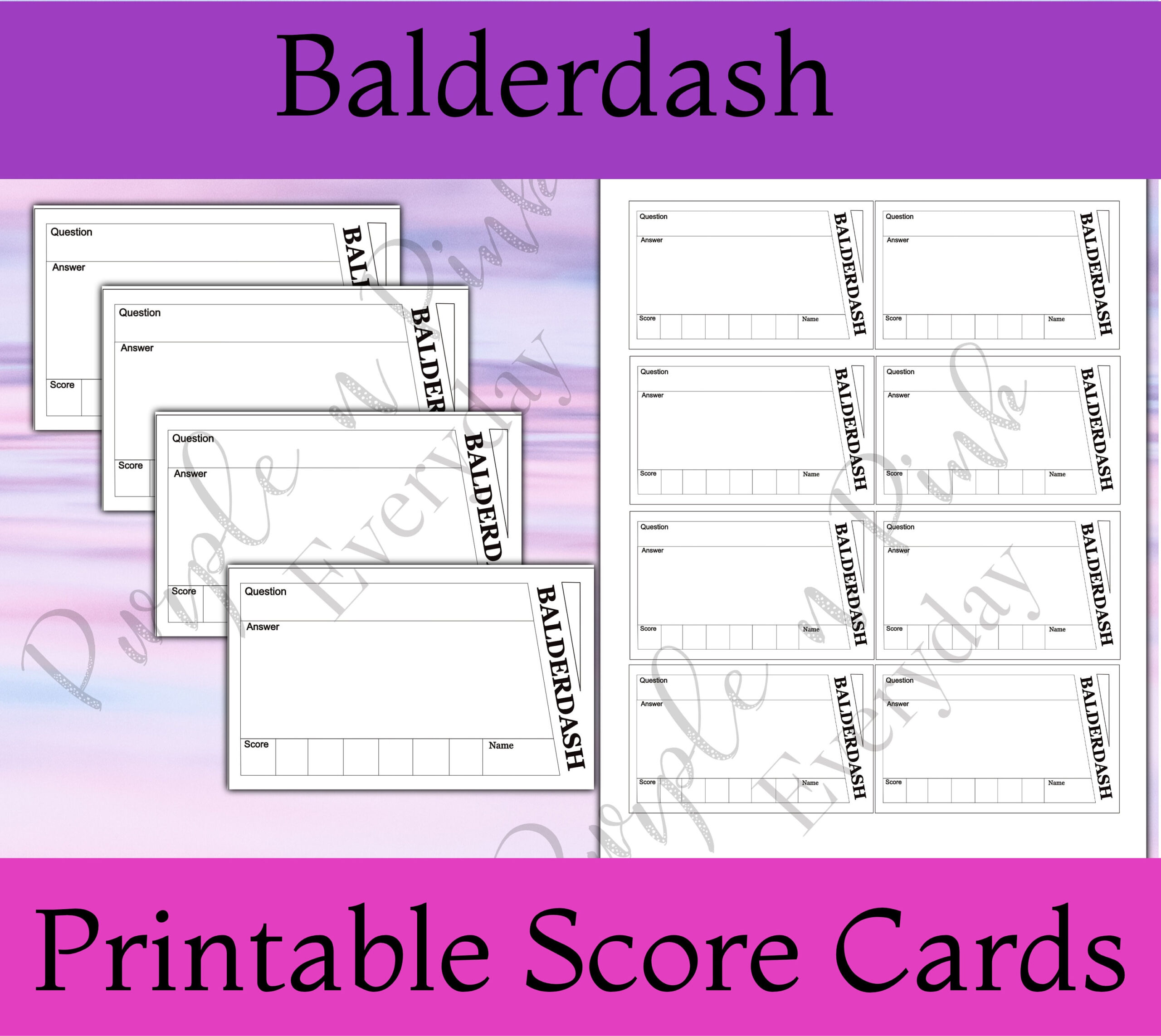 Balderdash Score Cards | Printable - Etsy with Free Printable Balderdash Sheets