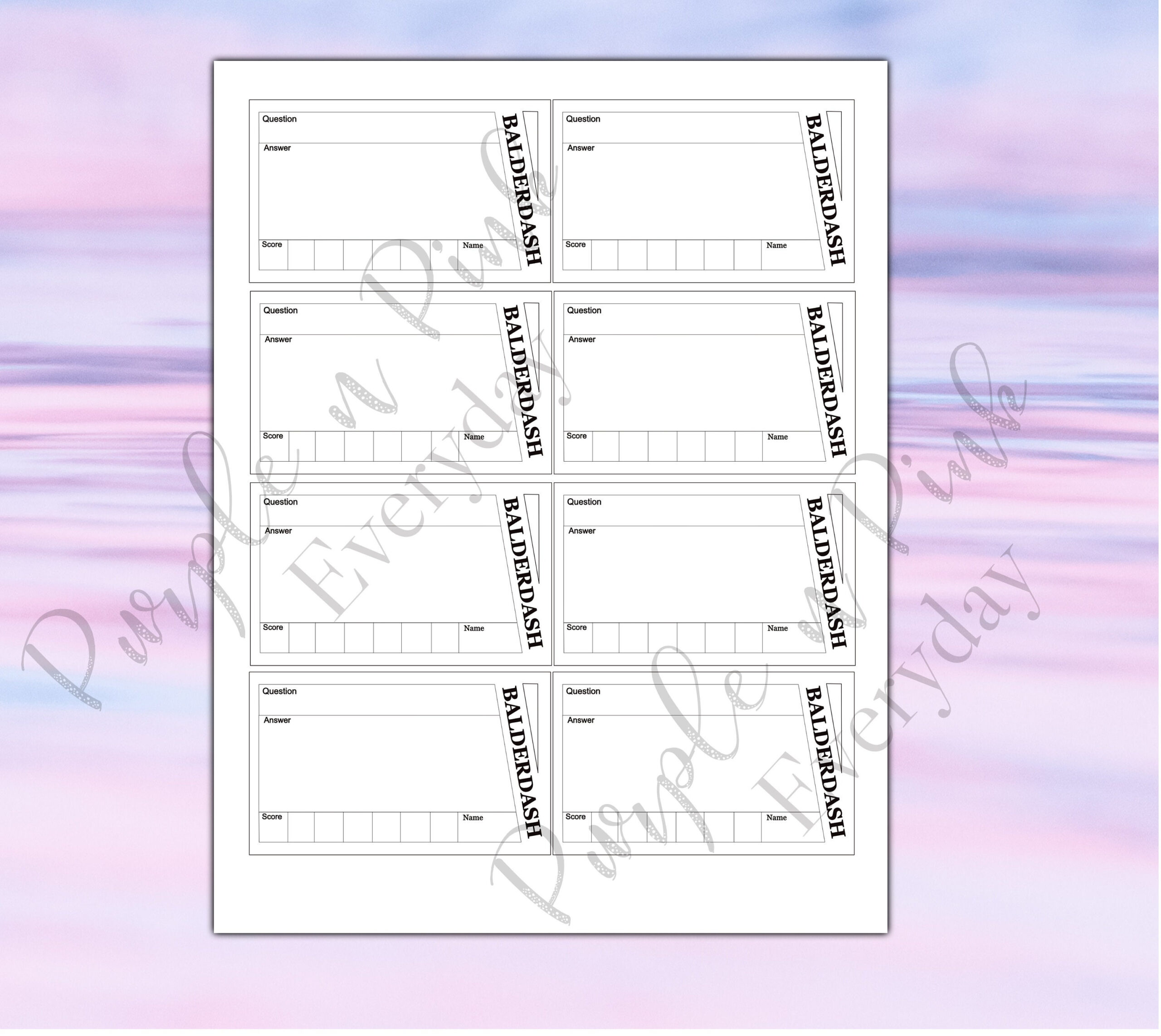 Balderdash Score Cards | Printable - Etsy within Free Printable Balderdash Sheets