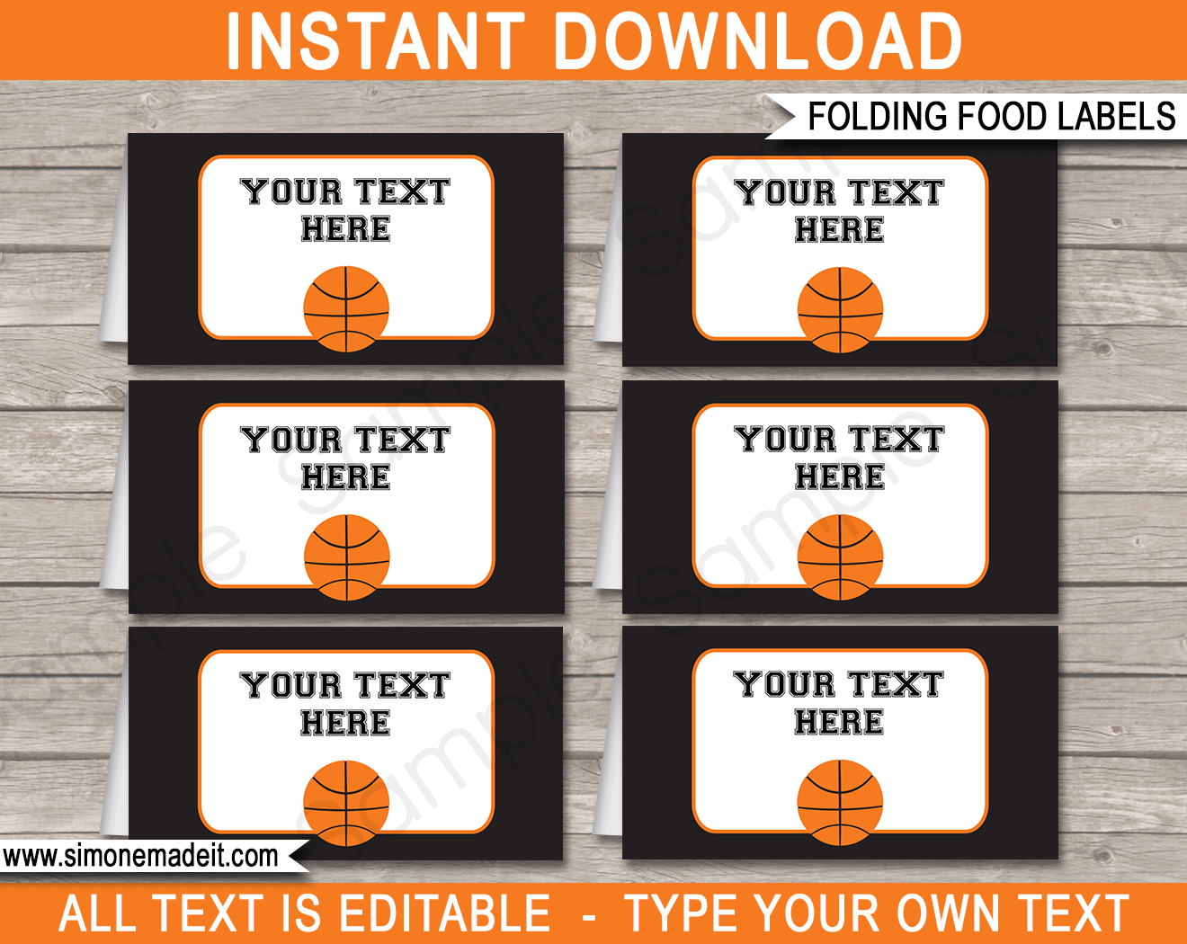 Basketball Party Food Labels Template throughout Free Printable Basketball Tags