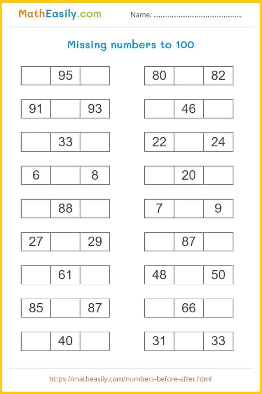 Before And After Numbers Game Online + Worksheets with regard to Before and After Numbers Worksheet