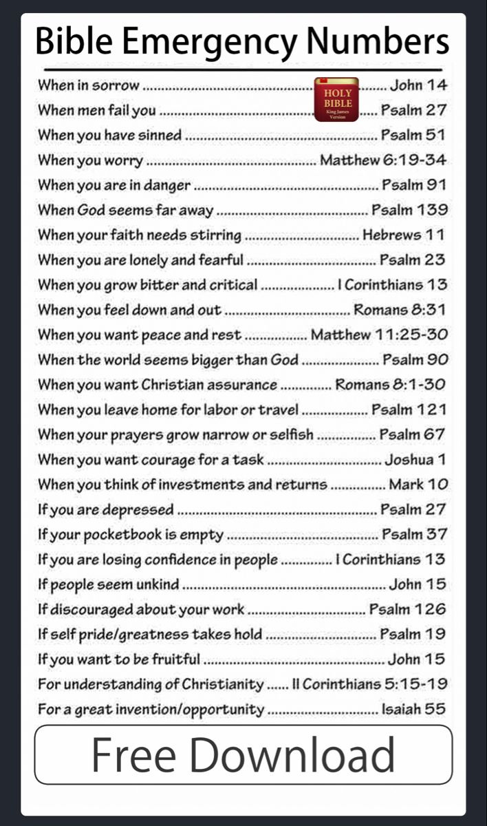 Bible Emergency Numbers within Free Printable Bible Emergency Numbers