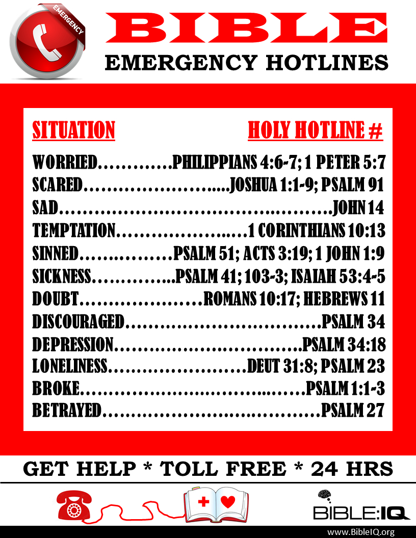 Bible Hotline | Bible Iq inside Free Printable Bible Emergency Numbers