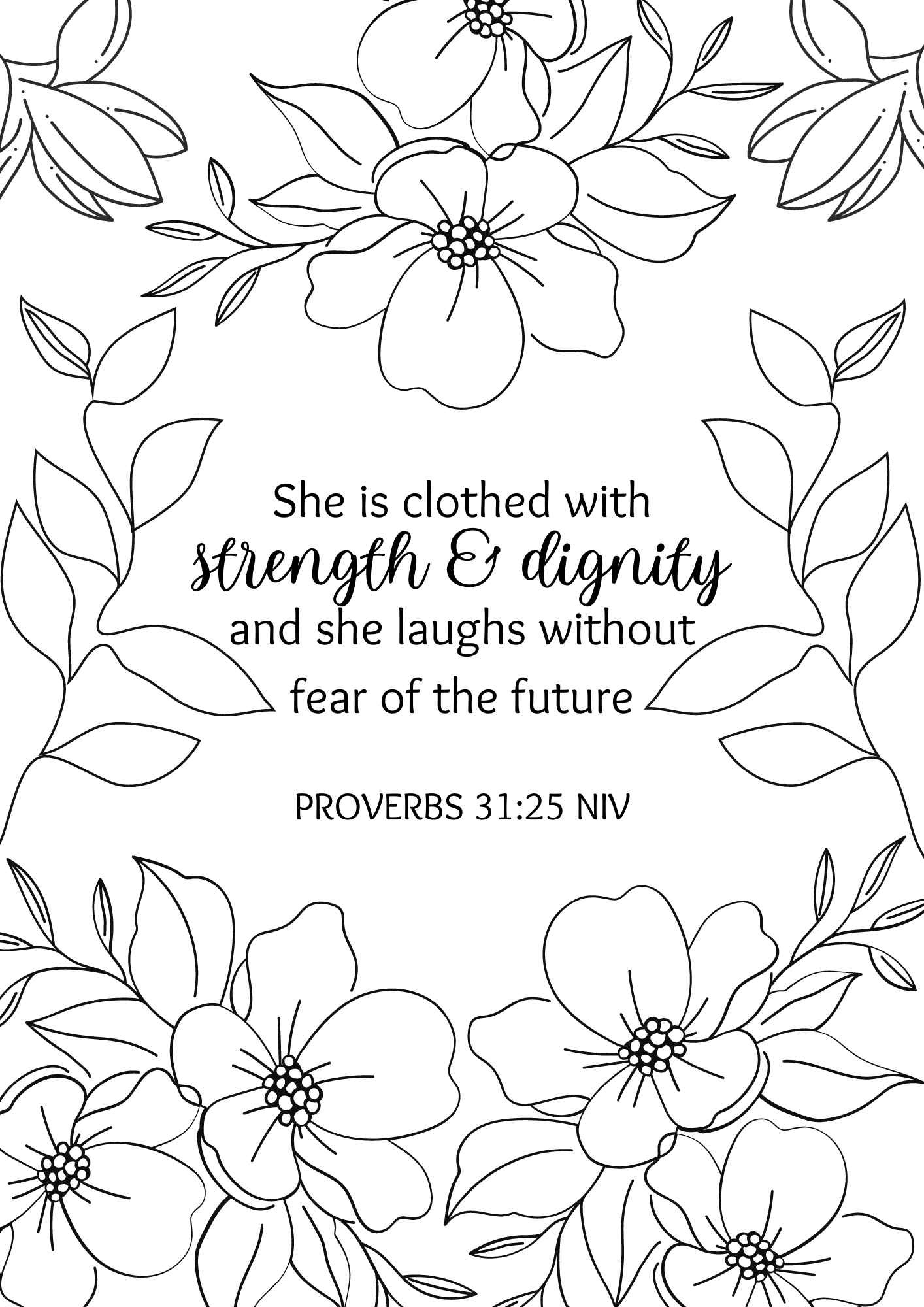 Bible Verse Colouring In - Proverbs 31:25 - Free Bible Worksheets inside Proverbs 31 Free Printable