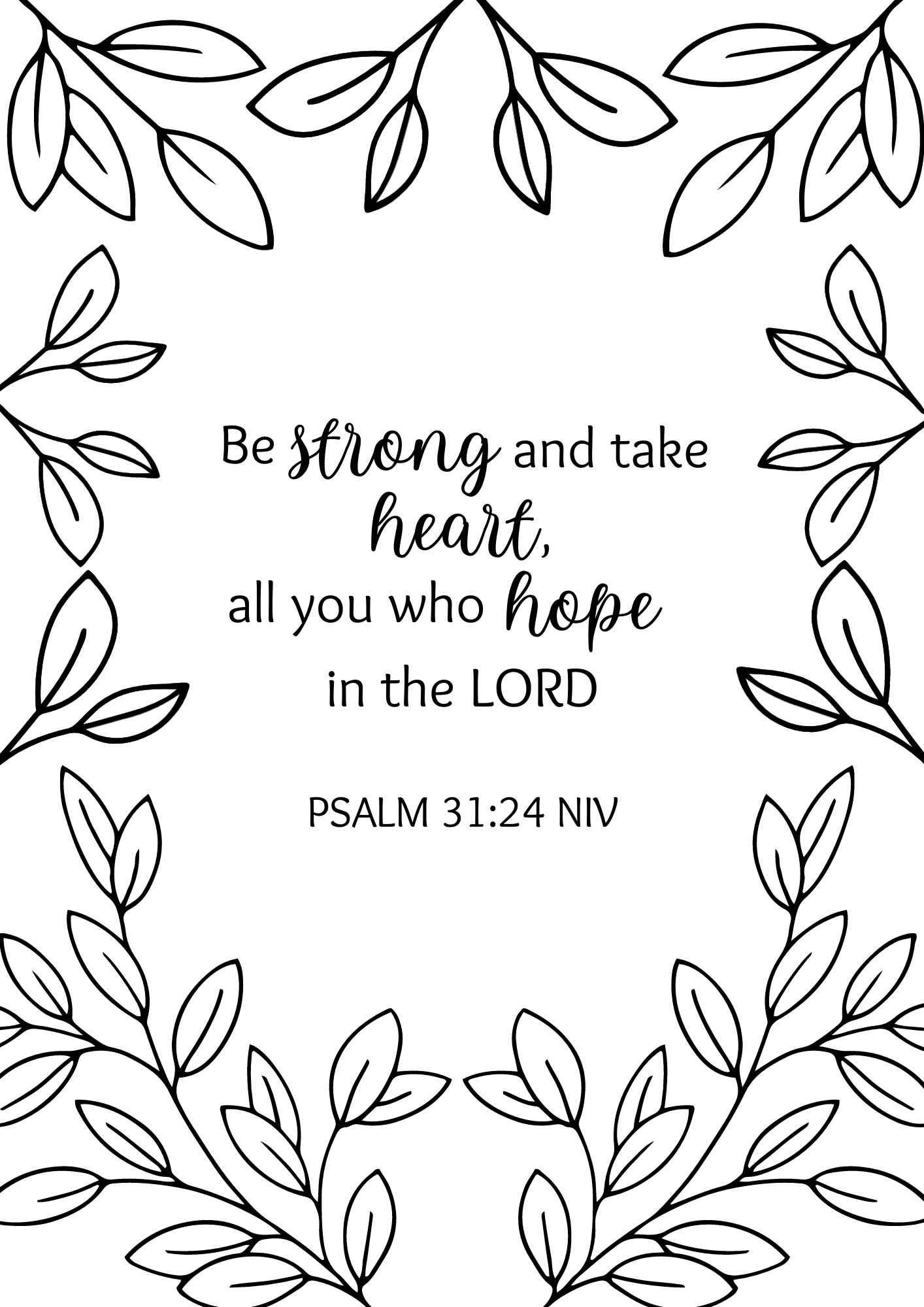Bible Verse Colouring In - Psalm 31:24 - Free Bible Worksheets with regard to Free Printable Psalm Coloring Pages
