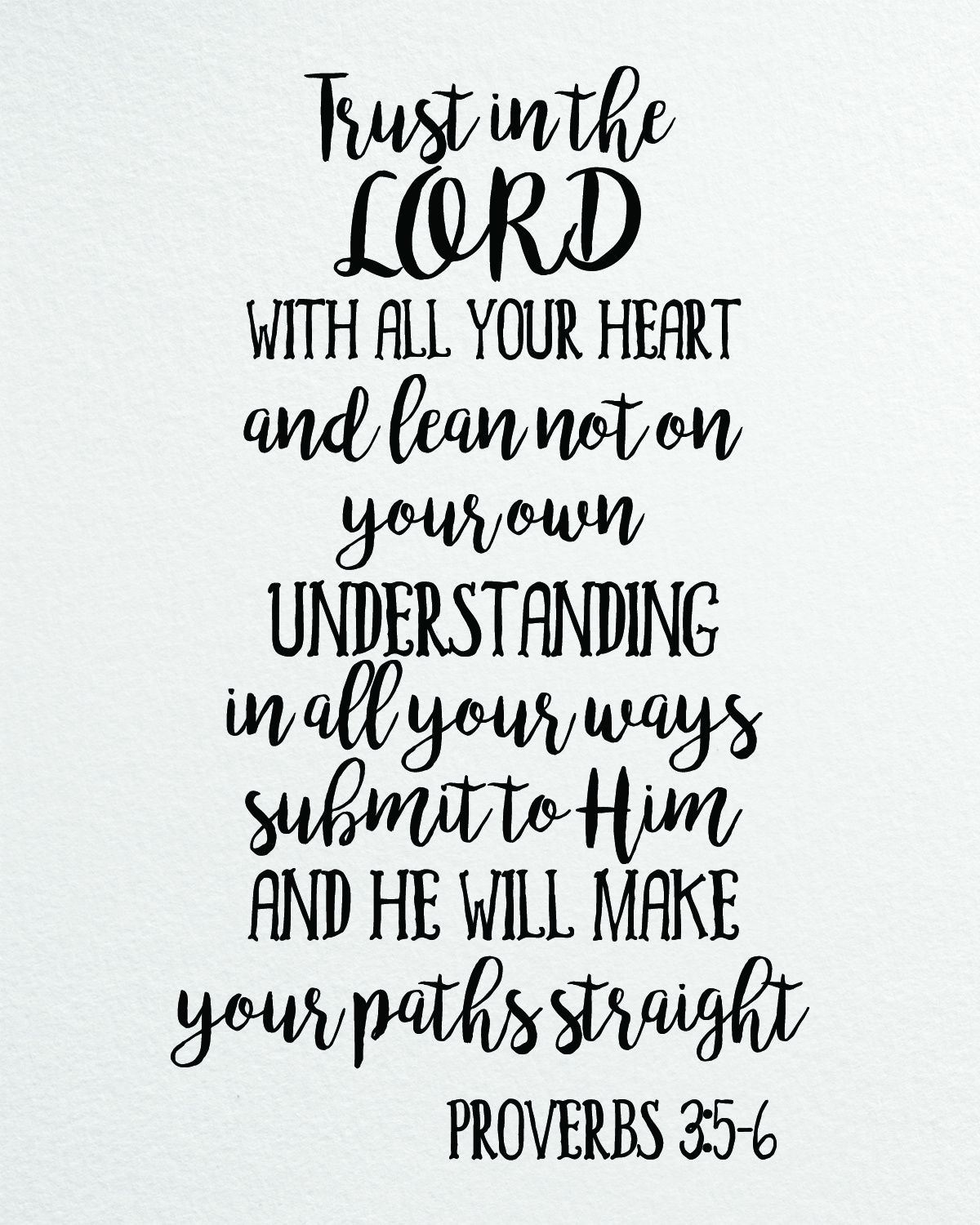 Bible Verse Free Printable Proverbs 3:5-6 From Rays Of Bliss with regard to Free Black and White Printable Bible Verses